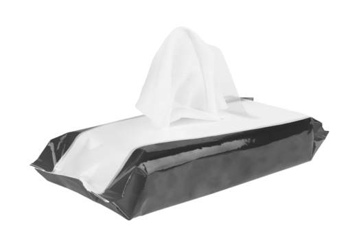 Pack of wet wipes isolated on transparent background