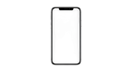 A modern smartphone with a blank white screen, isolated on a clean transparent background, ready for customization or display