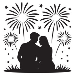 Fireworks Celebration Silhouette Doodle