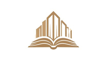 Open book with a cityscape design