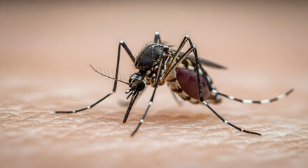 Fototapeta premium Close-up of a Mosquito Feeding