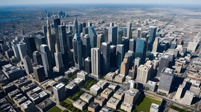 Fototapeta Explore the urban landscape transformed by economic boom and the influx of capital from an aerial perspective