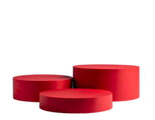  Red podiums on a white background. red podium for product stands 
