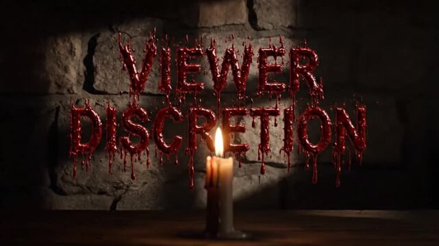 viewer discretion warning bloody text candle