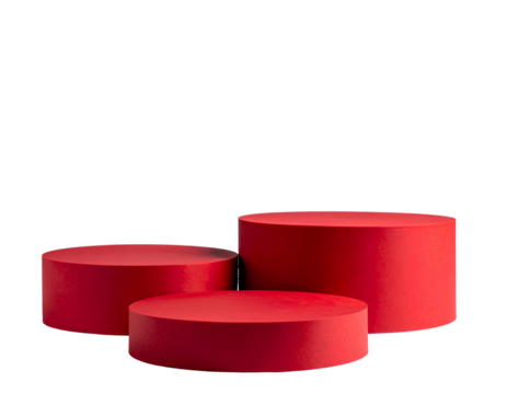  Red podiums on a white background. red podium for product stands 