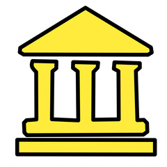 Court Building Yellow Icon - Justice and Law Symbol