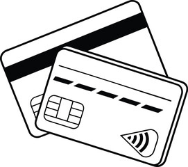 Two credit cards vector illustration finance and banking contactless payment method EMV chip and magnetic stripe for online transaction