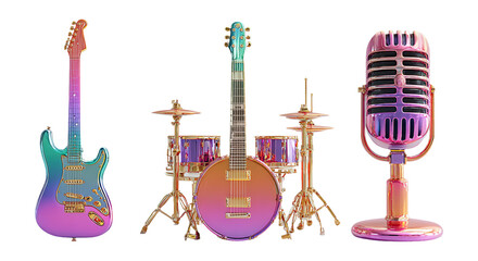 Colorful Musical Instruments and Microphone with Gradient Effect
