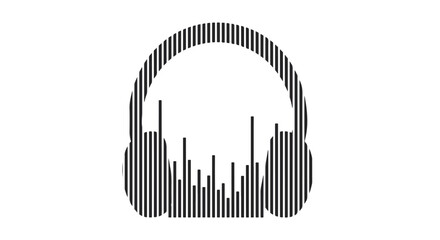 An audio equalizer's pulsing vertical bars cleverly form the silhouette of a pair of headphones, visualizing the rhythm within