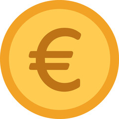 Simple Flat Style Euro Currency Symbol Coin Graphic Illustration
