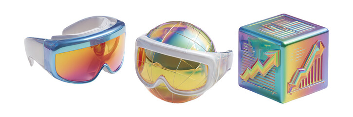 Futuristic Accessories with Colorful Lens and Geometric Shapes