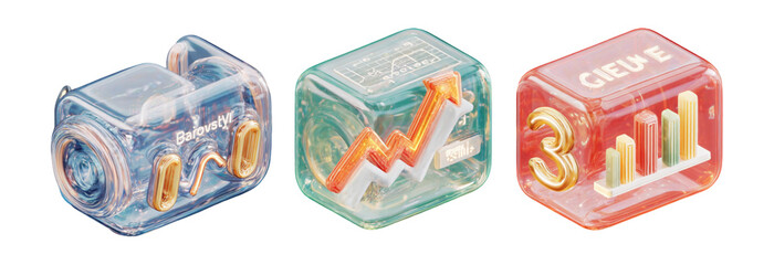 Colorful Transparent Cubes Showing Business Growth and Progress