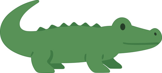 Fototapeta premium Simple Flat Green Alligator Reptile Standing Animal Illustration Graphic