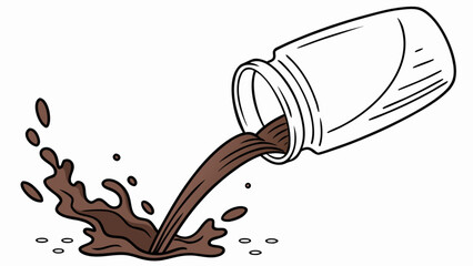 Spilled chocolate syrup from jar vector illustration design for dessert and food concepts vector graphic art