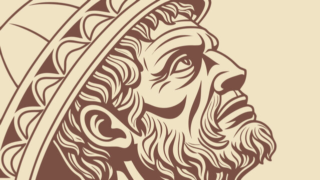 Naklejki Illustration of ancient greek philosopher with beard and hat vector art for design and history projects