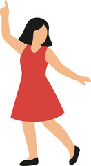 Simple Style Faceless Woman in Red Dress Illustration on White Background