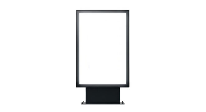 A modern, illuminated digital billboard stands tall on a plain transparent background, ready for advertising