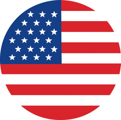 Simple Flat Circle American Flag Patriotic Symbol Shape Icon Design