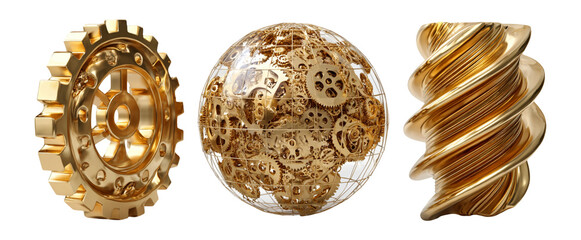 Golden Gears, Globe, and Spiral Design for Creativity and Innovation