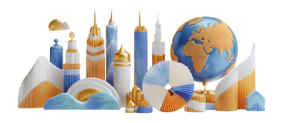 Modern Architectural Sculpture with Earth and Geometric Shapes