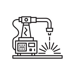 Industry factory industrial machine manufacturing technology welding icon Line Art. with white background