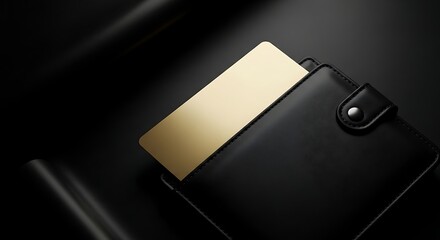 Gold fintech card on black surface innovation finance technology concept abstract