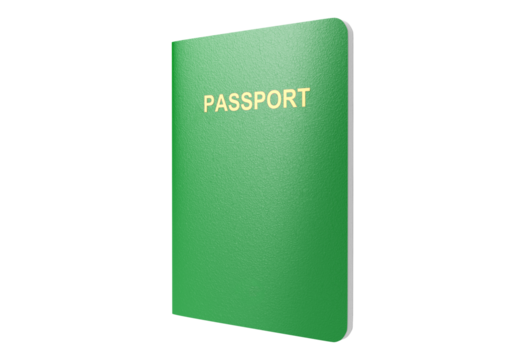 Green passport isolated on transparent background