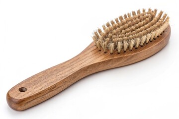 Wooden hairbrush isolated on white background