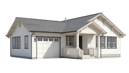 White, single-family home with gray roof