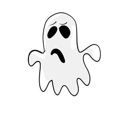 Sad Halloween Ghost Cartoon Illustration