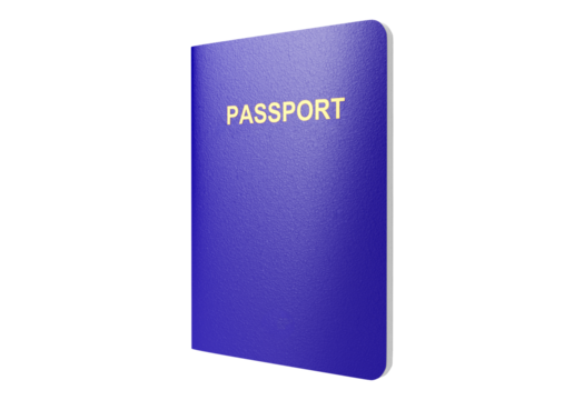 Blue passport book isolated on transparent background