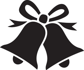 Christmas jingle bells with ribbon bow flat icon for apps and websites