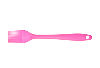 Pink silicone pastry brush isolated on transparent background