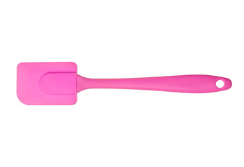 Pink silicone spatula isolated on transparent background