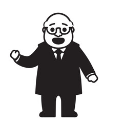 Old person in formal suit black and white vector illustration portrait elegant classic digital artwork
