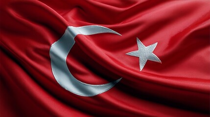 Obraz premium Flag of Turkey flying in front of government building,Turkish,copy space,banner,background.