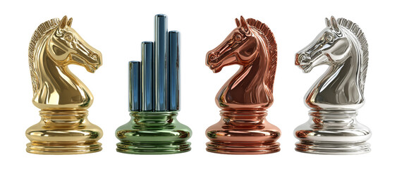 Four Chess Pieces with Graph and Statistics for Game Analysis