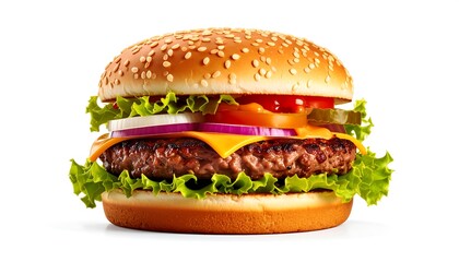 Close-up of a classic cheeseburger