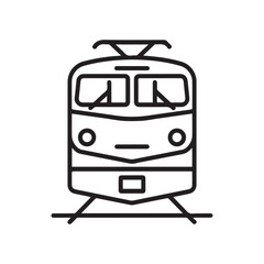 front view transport, locomotive icon Line Art. Element of transport front view icon for mobile concept and web apps. with white background