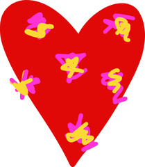 heart, love, romance, valentine, passion, affection, couple, symbol, red, pink, yellow, doodle, playful, abstract, vibrant, colorful, modern, pop art, bright, bold, happiness, joy, fantasy, dreamy, il