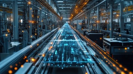 High-tech smart factory with a fully connected digital infrastructure.