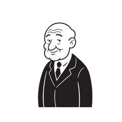 Old person in formal suit black and white vector illustration portrait elegant classic digital artwork