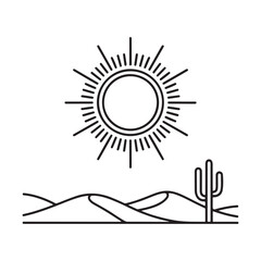 Desert, sun icon Line Art. Simple line, outline vector elements of landscape icons for ui and ux, website or mobile application. with white background
