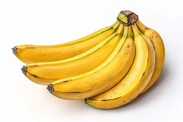 Bunch of yellow ripe bananas in peel isolated on white background