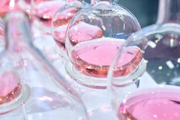 Bubbling Pink Liquid in Laboratory Glassware Inspires Scientific Discovery