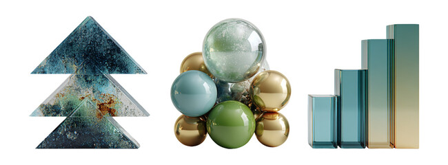 Abstract 3D Shapes with Vibrant Colors and Textures for Design Use