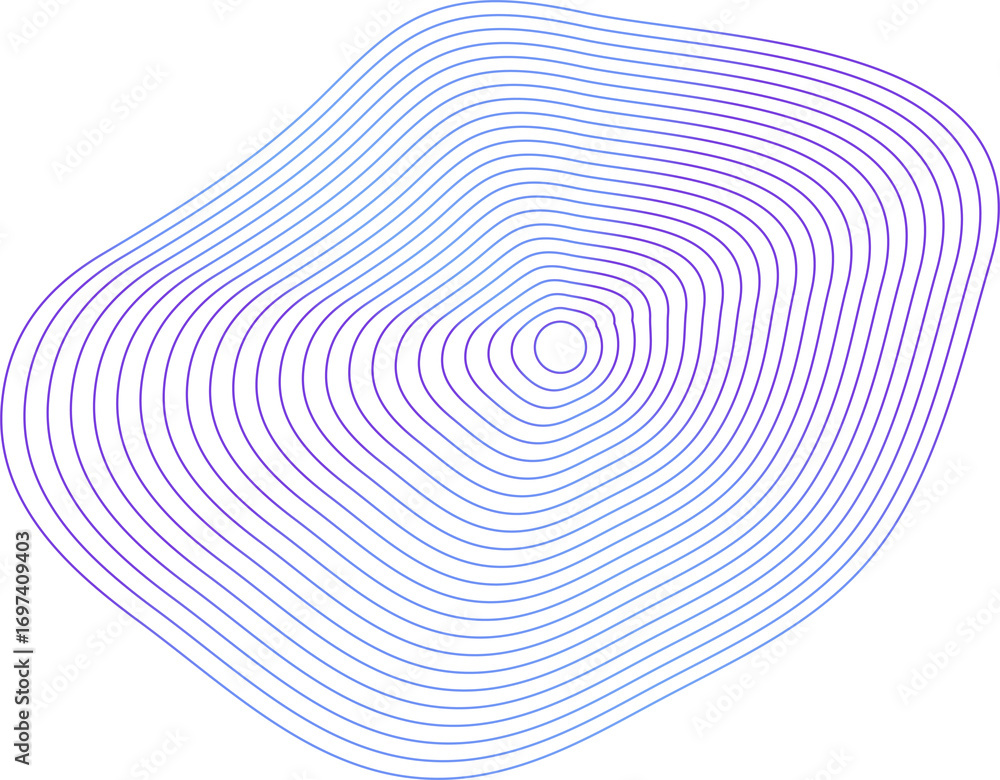 Aufkleber circle dynamic amorphous shape fluid form with line blue gradient