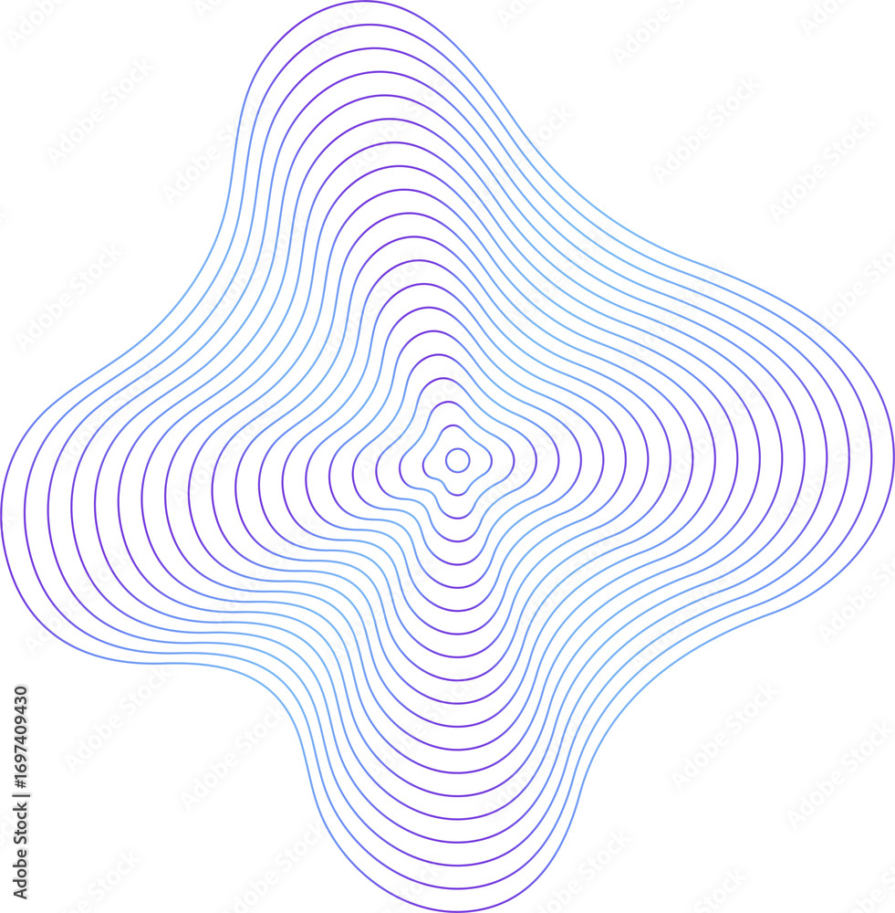 Aufkleber circle dynamic amorphous shape fluid form with line blue gradient