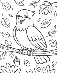 Hand-Drawn Eagle in Natural Habitat Black and White Wildlife Line Art for Coloring and Education