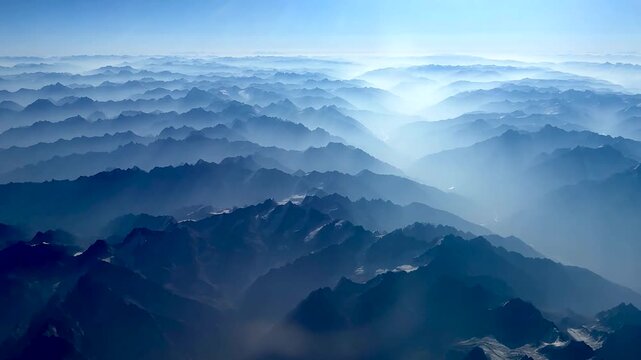 Himalaya mountain range taken from altitude at dawn